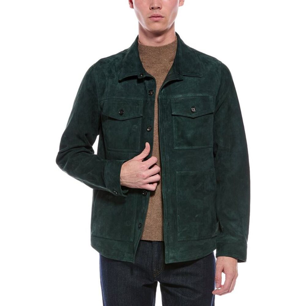 Isaia Mens Suede Jacket, Grey